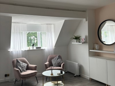 Lash tech/aesthetics/semi permanent make up beauty room and make up chair on busy high street